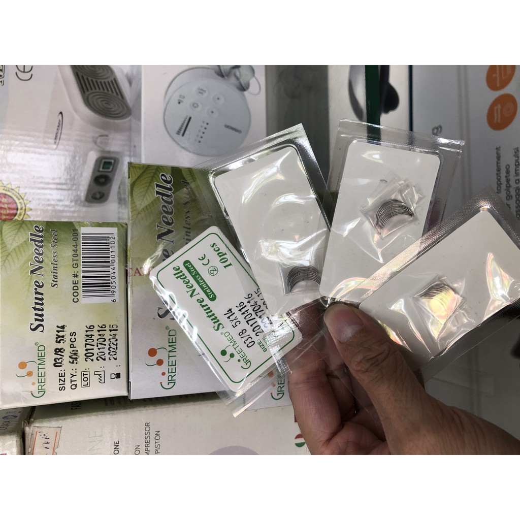 ❤️ Combo 50 kim khâu da 3 cạnh,kim khâu vỉ, kim khâu y tế,kim cong tròn khâu da kim khâu phẫu thuật số 5 7 8 9 10 13