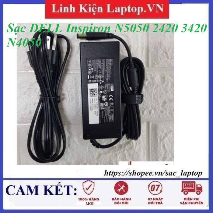 Sạc Laptop DELL Inspiron N5050 2420 3420 N4050 19.5V - 4.62A  Chân Kim To kích thước 7.4mm x 5.0mm - Nhập Khẩu