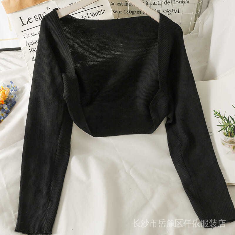 Áo Cardigan Dệt Kim Mỏng Tay Lỡ Dáng Ngắn Phong Cách Pháp Thời Trang Xuân Thu Hàng Mới