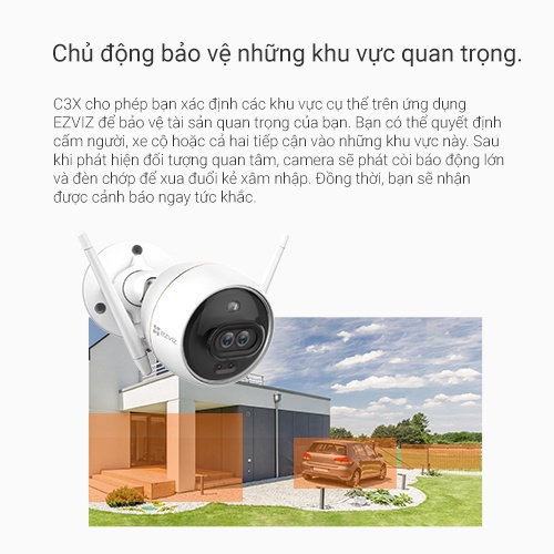 Camera WIFI Ngoài Trời EZVIZ C3X 1080P, IP67, Ghi Hình Màu, AI Phát Hiện Người/Xe