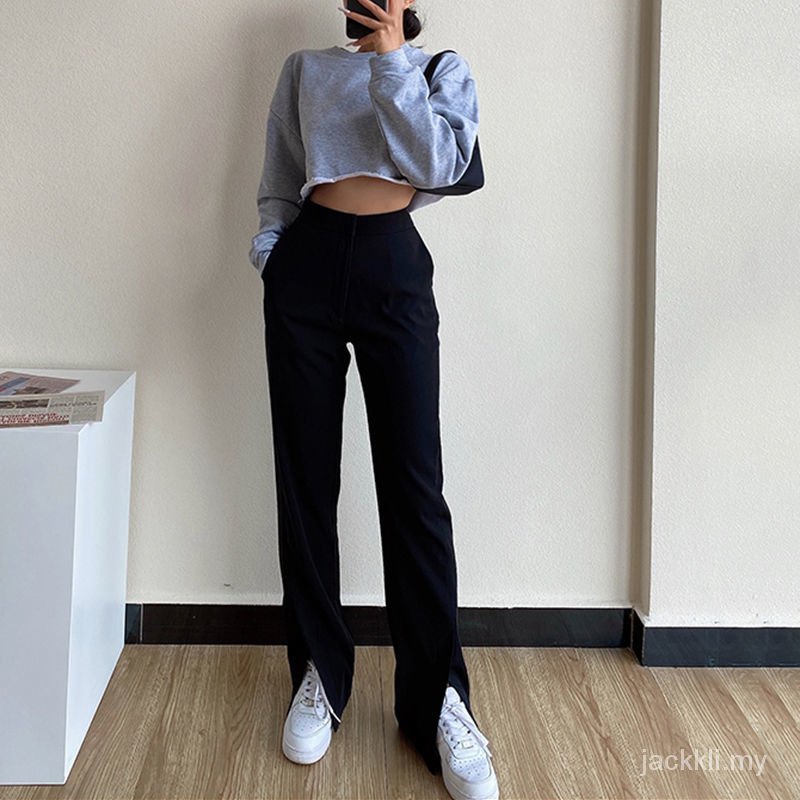 quần ống rộng Lưng Cao Xẻ Tà 2021s Thời Trang Mùa Hè Thu Mới Cho Nữ | BigBuy360 - bigbuy360.vn