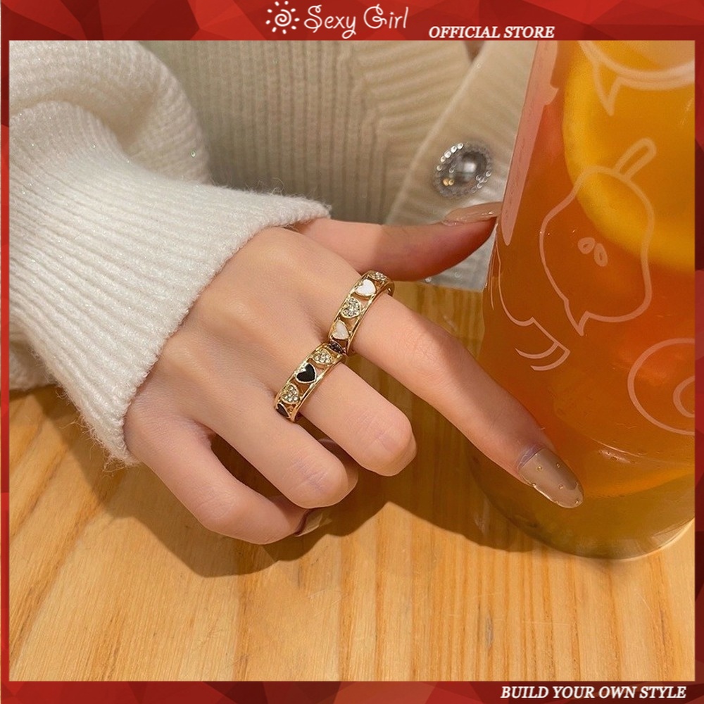 Nhẫn Đính Đá Hình Trái Tim Có Thể Điều Chỉnh Thời Trang Quyến Rũ Cho Nữ