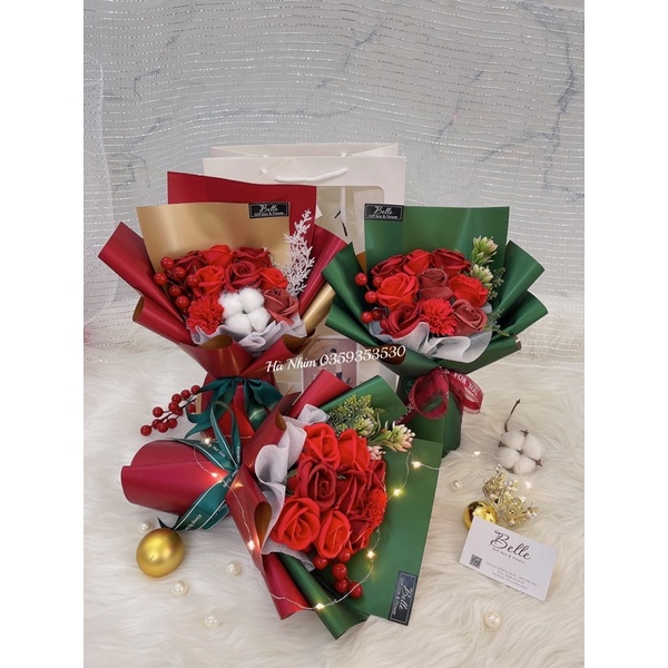 Túi hoa ngày Giáng sinh, noel tặng kèm túi thiệp đèn