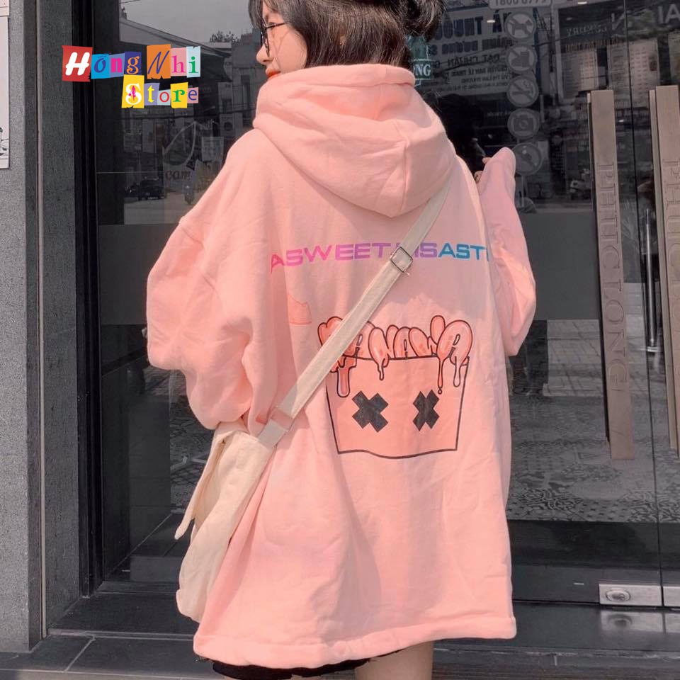 Áo Khoác Hoodie Zip In Hình A SWEET DISASTER Oversize Ulzzang Unisex Dáng Rộng - MM
