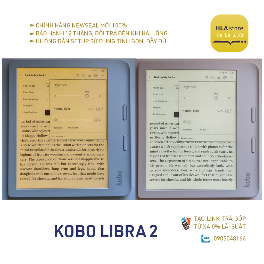 Máy đọc sách Kobo Libra 2 - 7inch Carta 1200, 32Gb, 100% newseal - bảo hành 12 tháng - hàng chính hãng