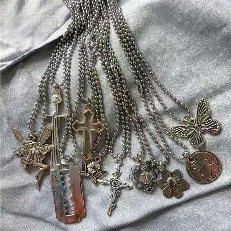 Dây Chuyền Chuỗi Hạt Bằng Thép Không Gỉ Mặt Thánh Giá Gấu Thần Tiên Phong Cách Vintage Dành Cho Nam Nữ