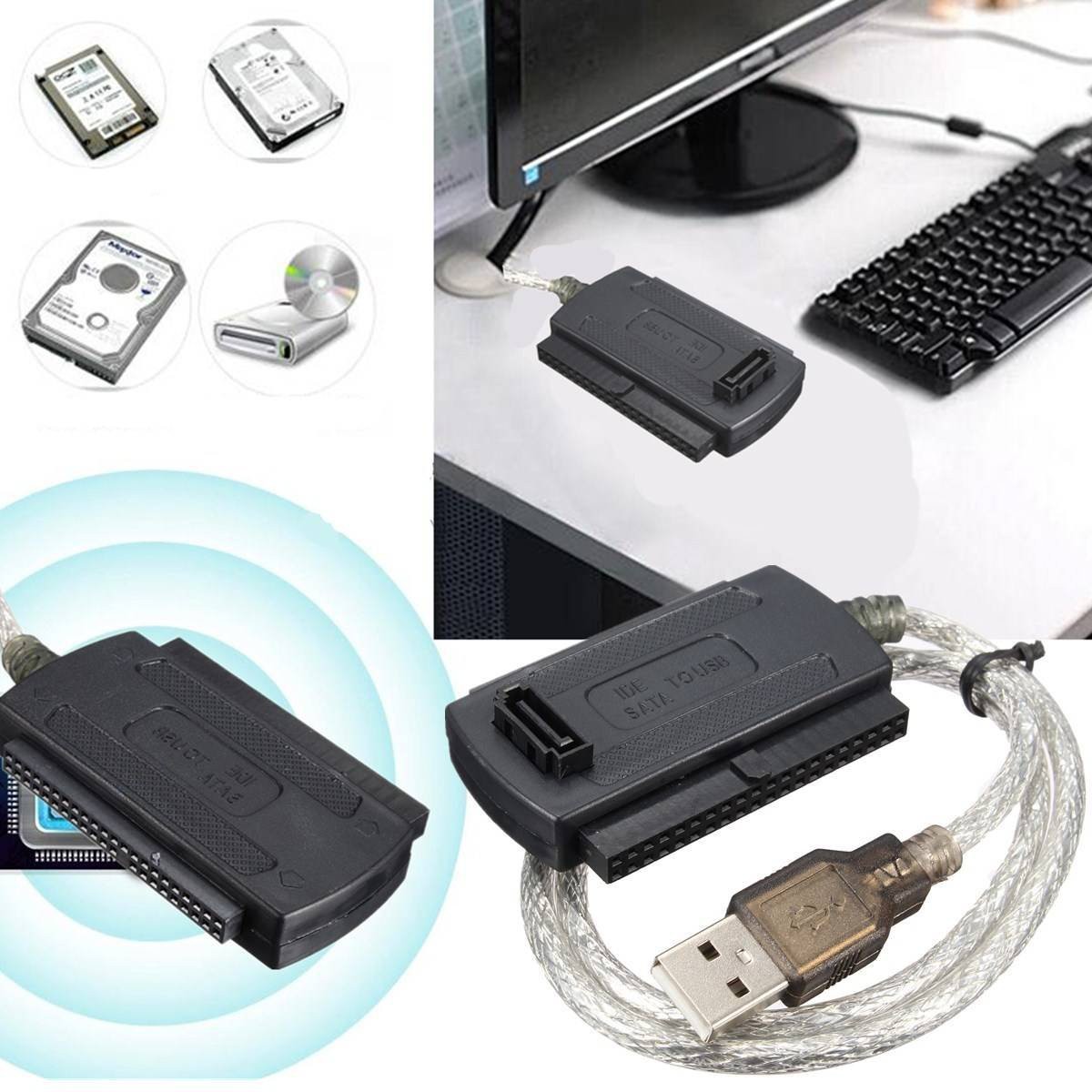 Ready Stock USB 2.0 Male to IDE SATA 2.5 "3.5" Converter Adapter Cable Hard Drive M7VN