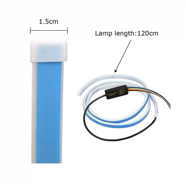 Dây đèn led trang trí cốp ô tô xe hơi 12V - Led cốp chạy đuổi 7 màu dài 120cm tích hợp 6 chế độ chống nước