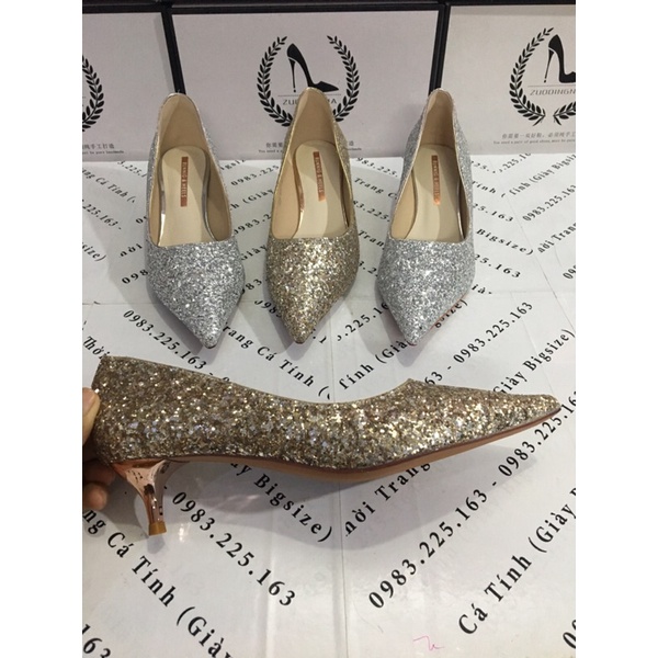 HÀNG CÓ SẴN  _ Giày Cao Gót Ánh Nhũ Big Size