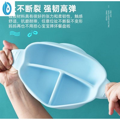 Bát đĩa hút đáy Silicone Nhựa chống rơi em bé bát thức ăn mạnh mẽ bữa ăn muỗng Bát Bộ đồ ăn