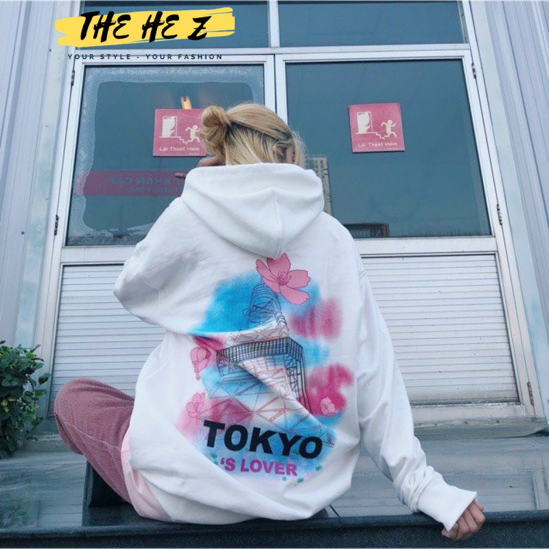 Áo khoác nỉ nữ PE form rộng, mềm mịn in chữ Tokyo Is Love Z013