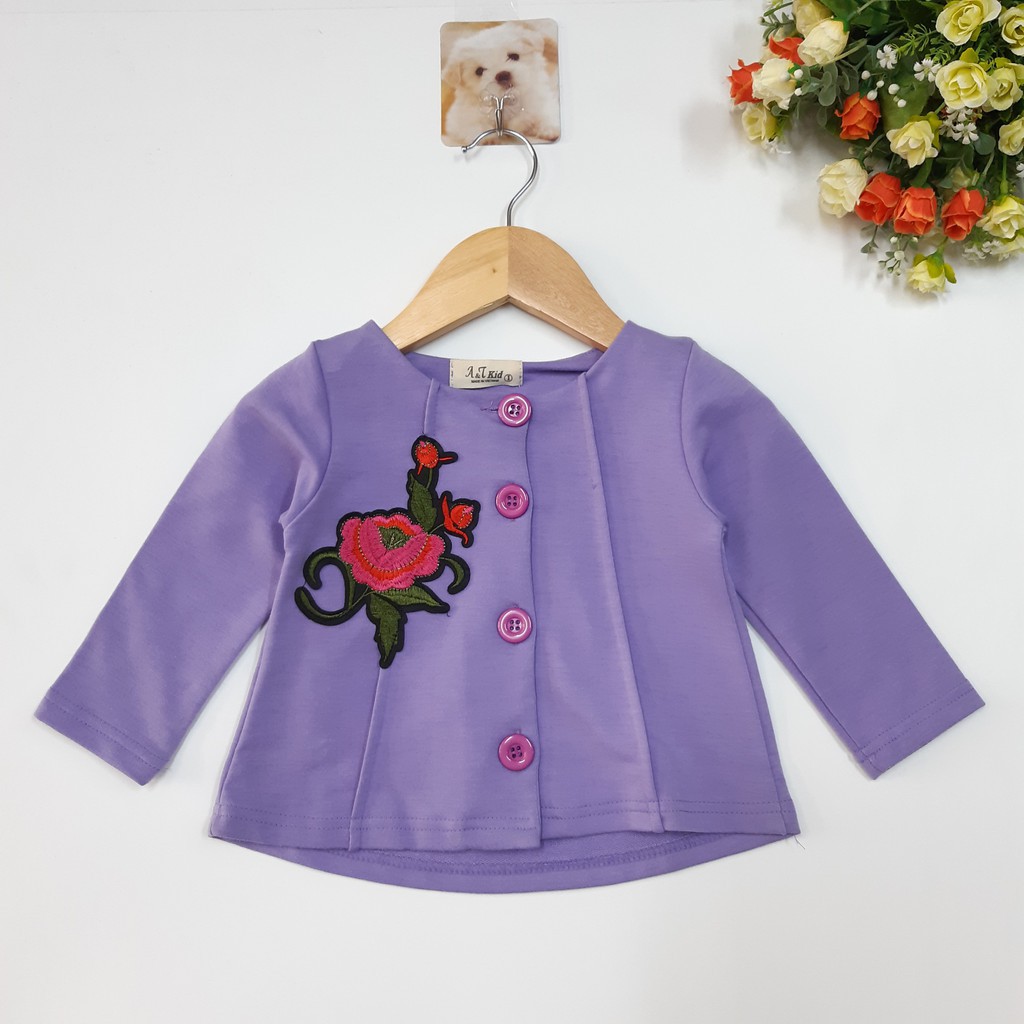DG39-AK-02- Áo khoác lửng bé gái, có 2 màu, thêu ở ngực, size từ 10-20kg, made in Việt nam