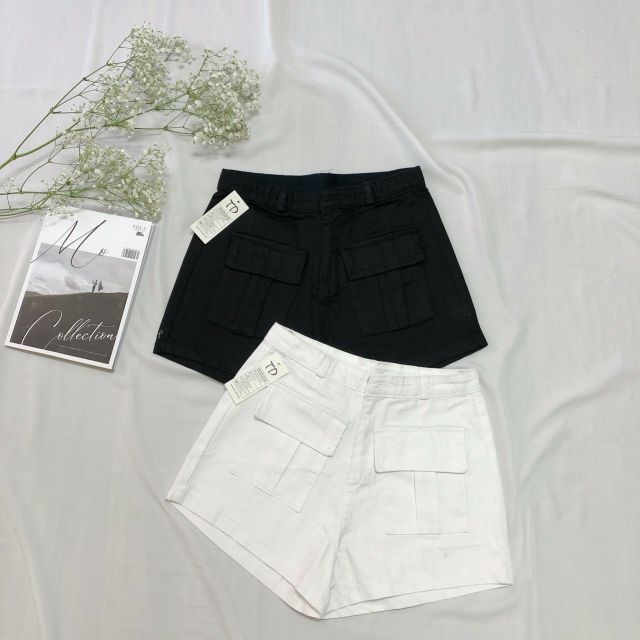 Quần Shorts 2 túi nút bấm B-C lưng cao ( HÌNH THẬT 100%)