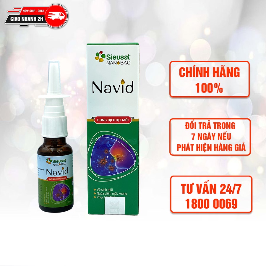 Dung dịch xịt mũi Sieusat Nano Bạc Navid phòng ngừa nghẹt mũi, viêm mũi, viêm xoang