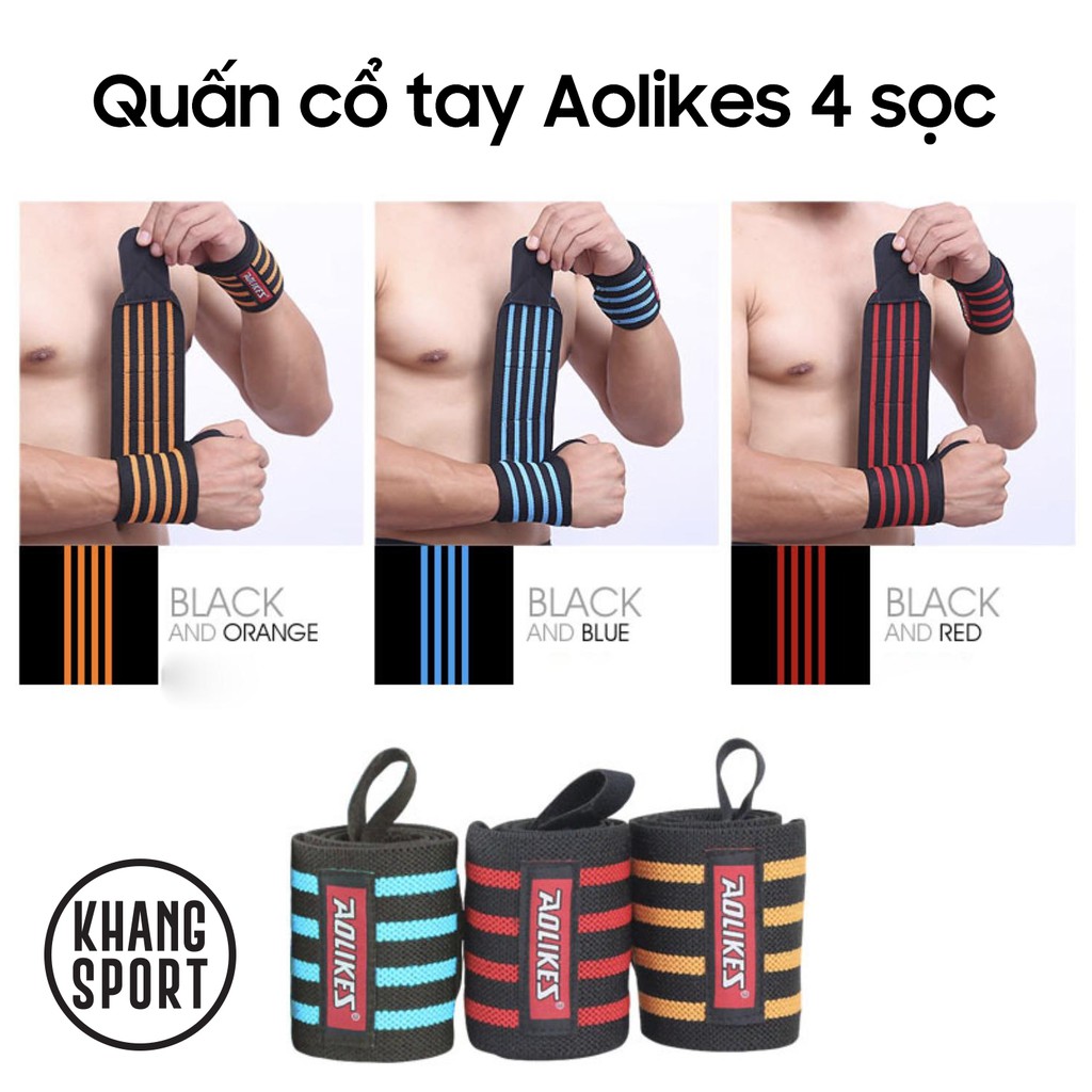 Quấn Cổ Tay Aolikes A-1539 | Dài 60cm | Quấn Cổ Tay Tập Gym Chính Hãng Cao Cấp