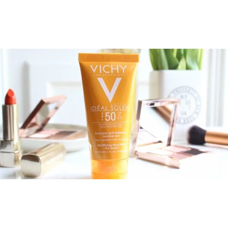 ( CHÍNH HÃNG ) Kem Chống Nắng Không Gây Nhờn Rít Không Màu SPF50  Vichy Capital Soleil SPF50 Face Dry Touch (50ml)