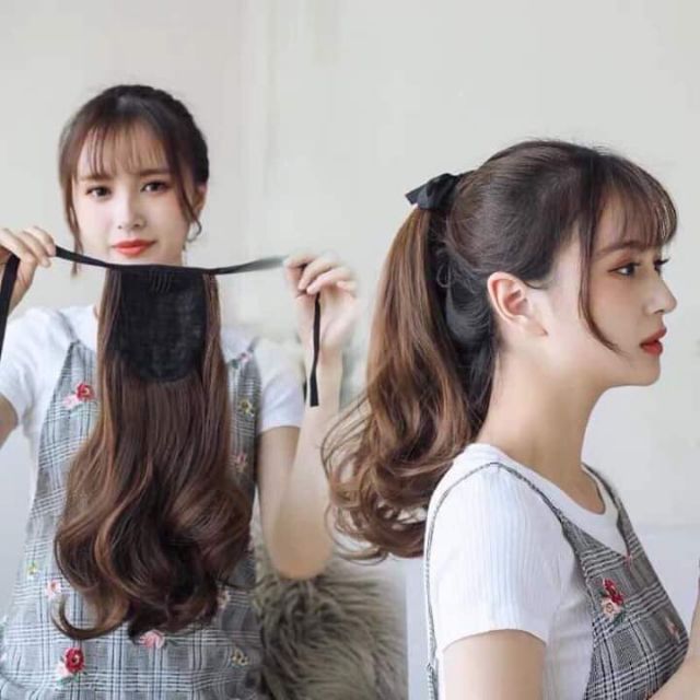 Tóc giả nữ cột ❤️❤️ FREESHIP ❤️❤️ cột ngắn xoăn đuôi kute 25cm mã c25