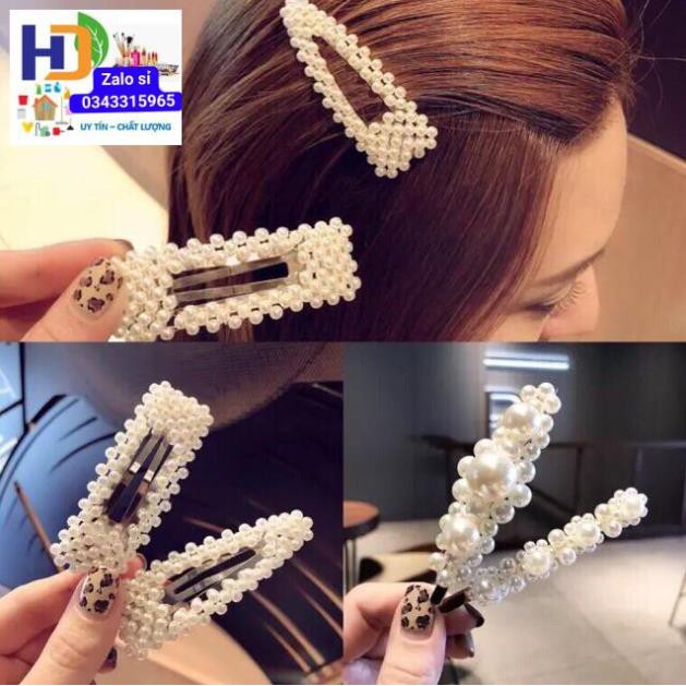 SET 4 kẹp tóc ngọc  trai nhân tạo hàn quốc