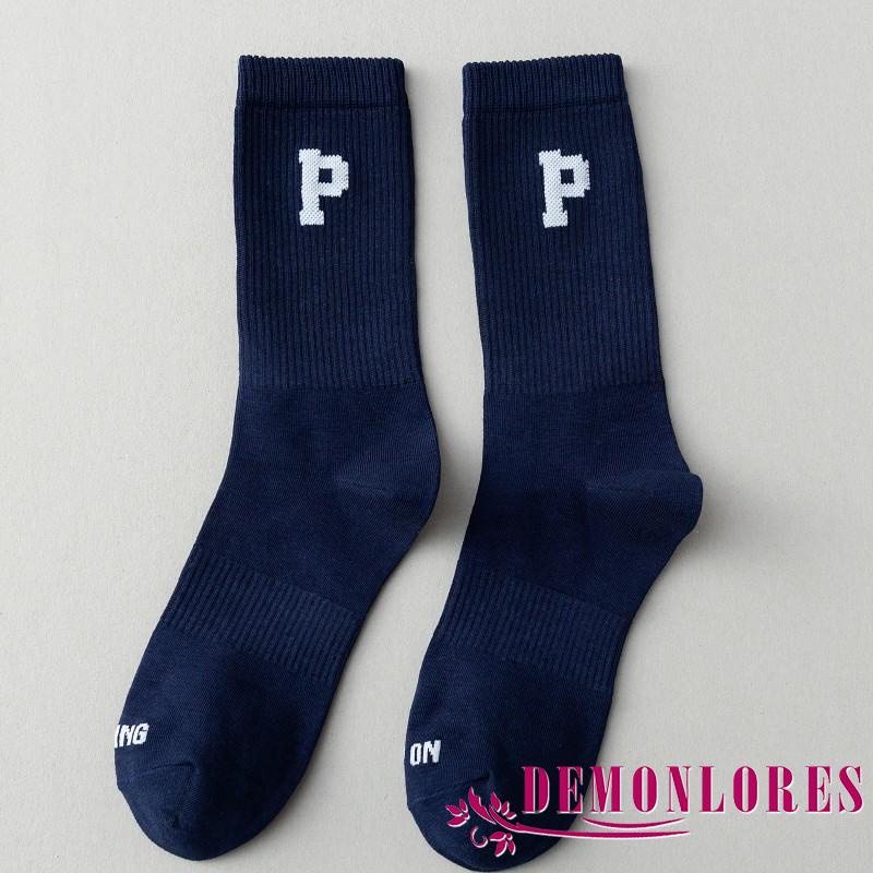 Đôi tất dài thời trang thể thao đơn giản co giãn in chữ cho nữ