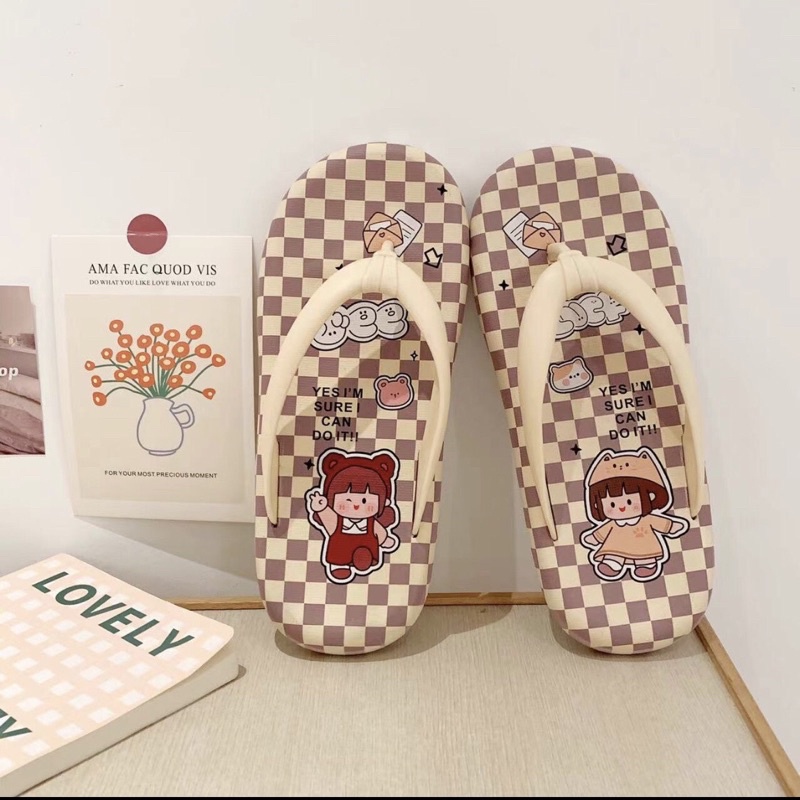 Dép tông bánh mỳ kẻ cao su
