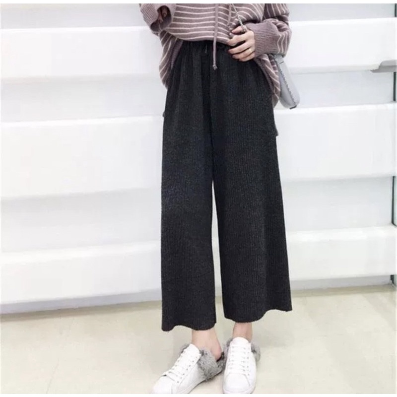 Quần suông dạ dập ly cạp chun