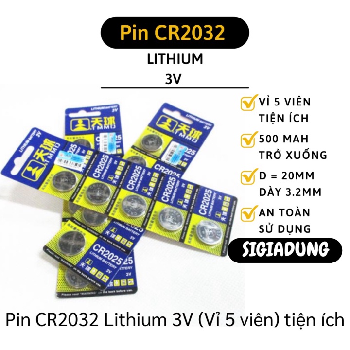 [SGD] Pin - Vỉ 5 Viên Pin CR2032 Lithium 3V Có Thể Dùng Cho Nhiều Thiết Bị Đồ Chơi 5865