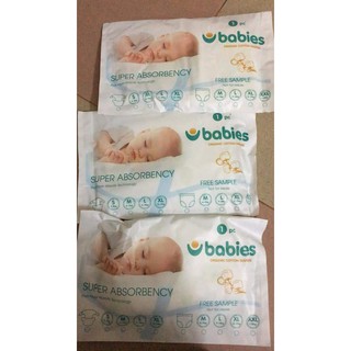 (Miếng dùng thử) Tã/Bỉm dán/quần Babies Organic size S66/M56/L46//M54/L50/XL46/XXL40
