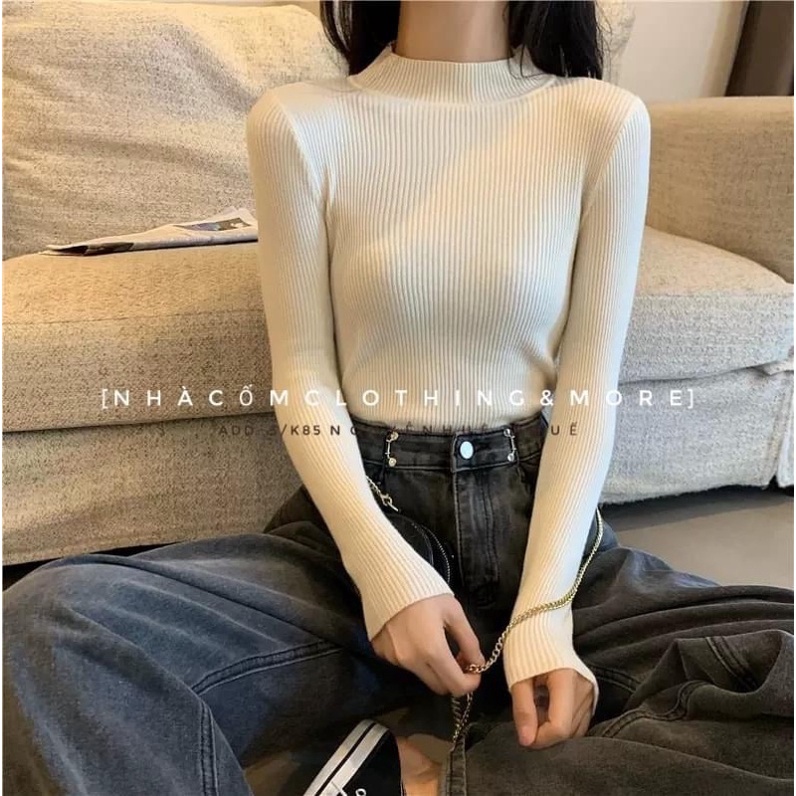 Áo len cổ 3 phân, áo len giữ nhiệt nữ | BigBuy360 - bigbuy360.vn