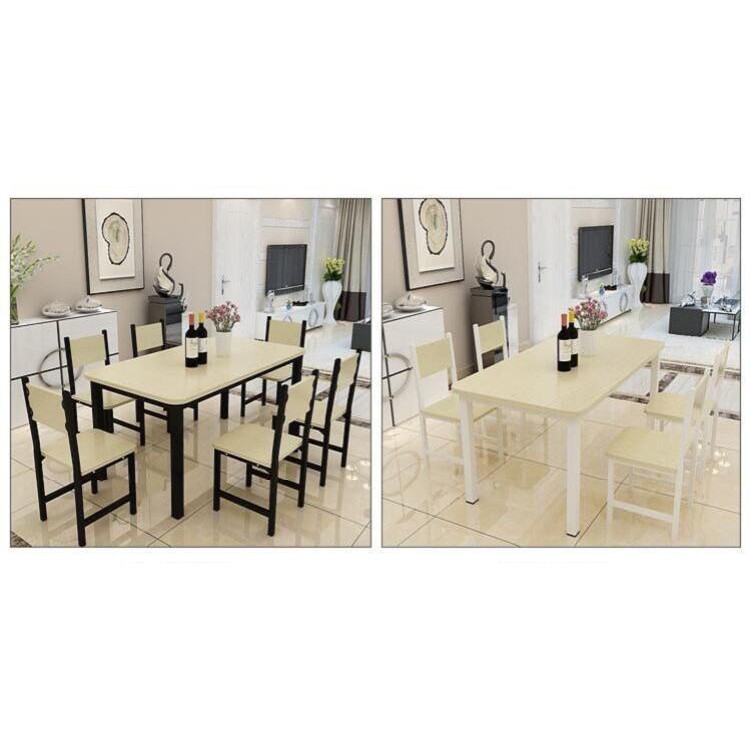 Bộ bàn ăn 4 ghế tựa khung thép mẫu vân gỗ | BigBuy360 - bigbuy360.vn