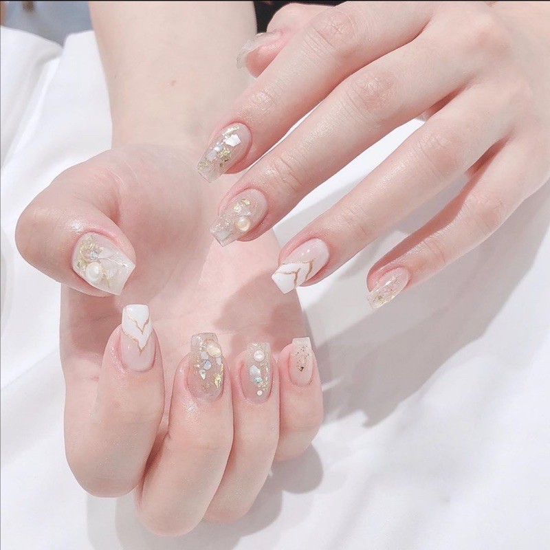 Set 12 loại đá xà cừ sỏi - xà cừ trang trí móng tay đắp gel ẩn theo phong cách Hàn Nhật