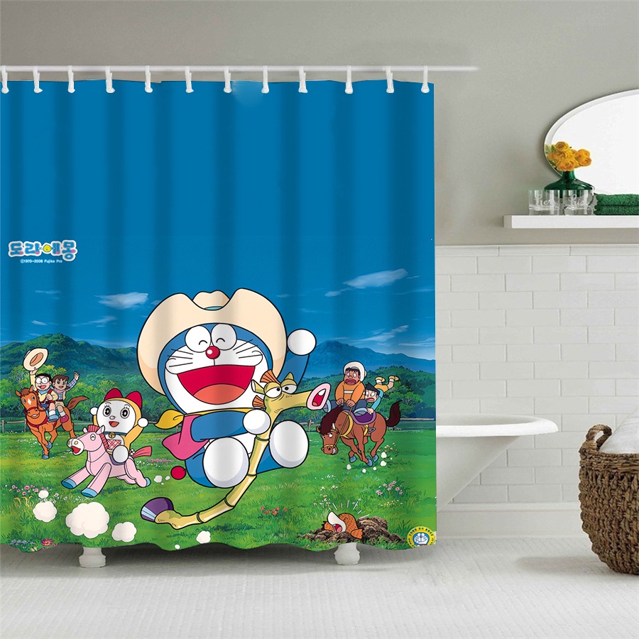 Rèm phòng tắm chống thấm nước in hình Doraemon