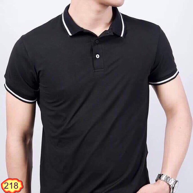 Áo Thun Nam Nữ Polo Cổ Trụ Kẻ Viền 218 Chất Mát Co Dãn 4 Chiều Cực Đẹp - Hazo