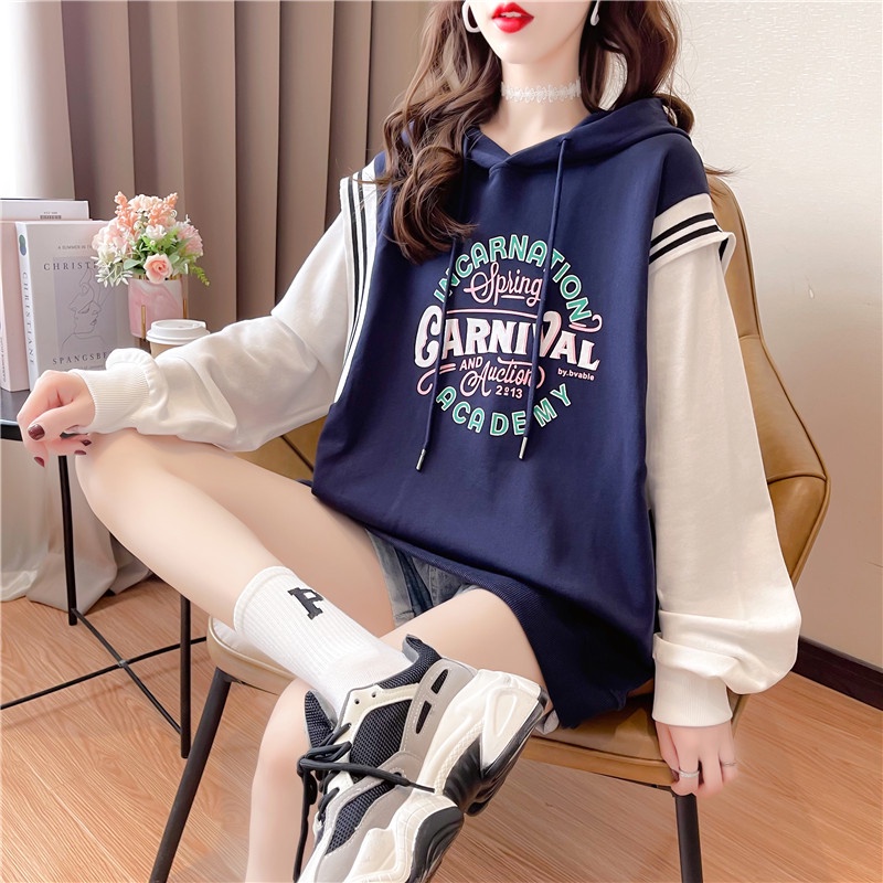 Áo hoodie mỏng giả hai lớp IELGY phong cách trẻ trung thời trang cho nữ