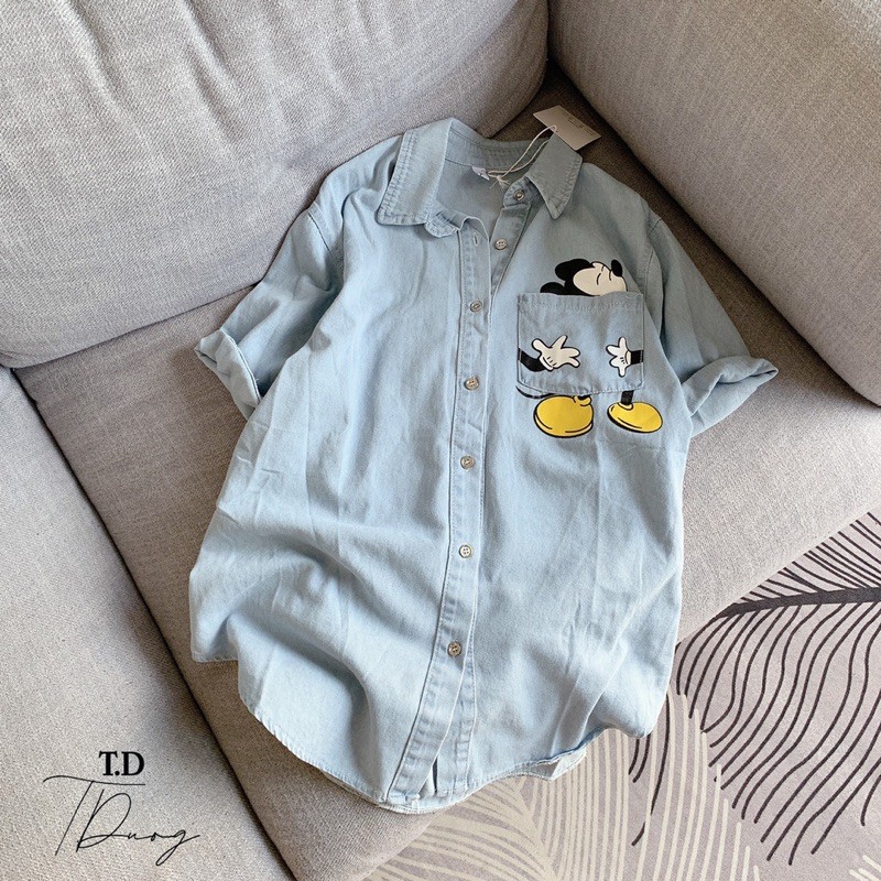 áo sơmi jean mickey