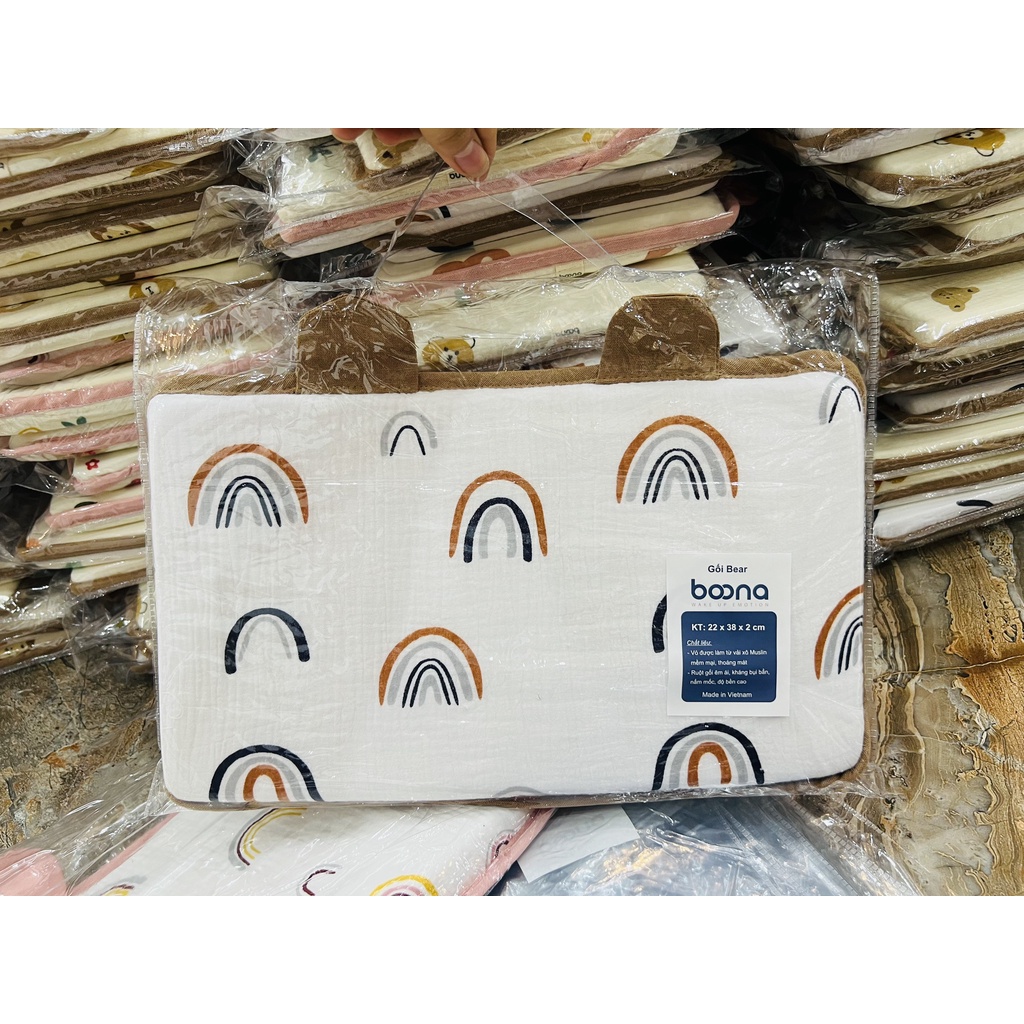 Gối cao su non Boona Gối điều hòa chống nóng cho bé sơ sinh 0-36m kèm ảnh thật mesocshop