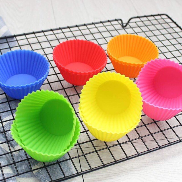 Set 5 Khuôn Cupcake Silicon tròn 7cm, Khuôn Làm Bánh Bông Lan Cupcake, Muffin, Thạch, Rau Câu