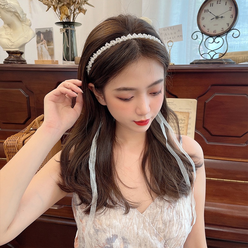 Băng Đô Cài Tóc Đính Ngọc Trai Dễ Thương Phong Cách Hàn Quốc Cho Nữ