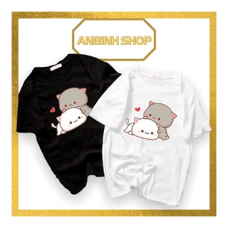 Áo thun unisex in hình chibi mèo dễ thương form rộng tay lỡ vải mềm mịn mát 2019T1262