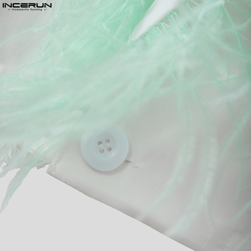 Áo khoác dáng ngắn INCERUN tay dài cổ chữ V thời trang cá tính cho nam