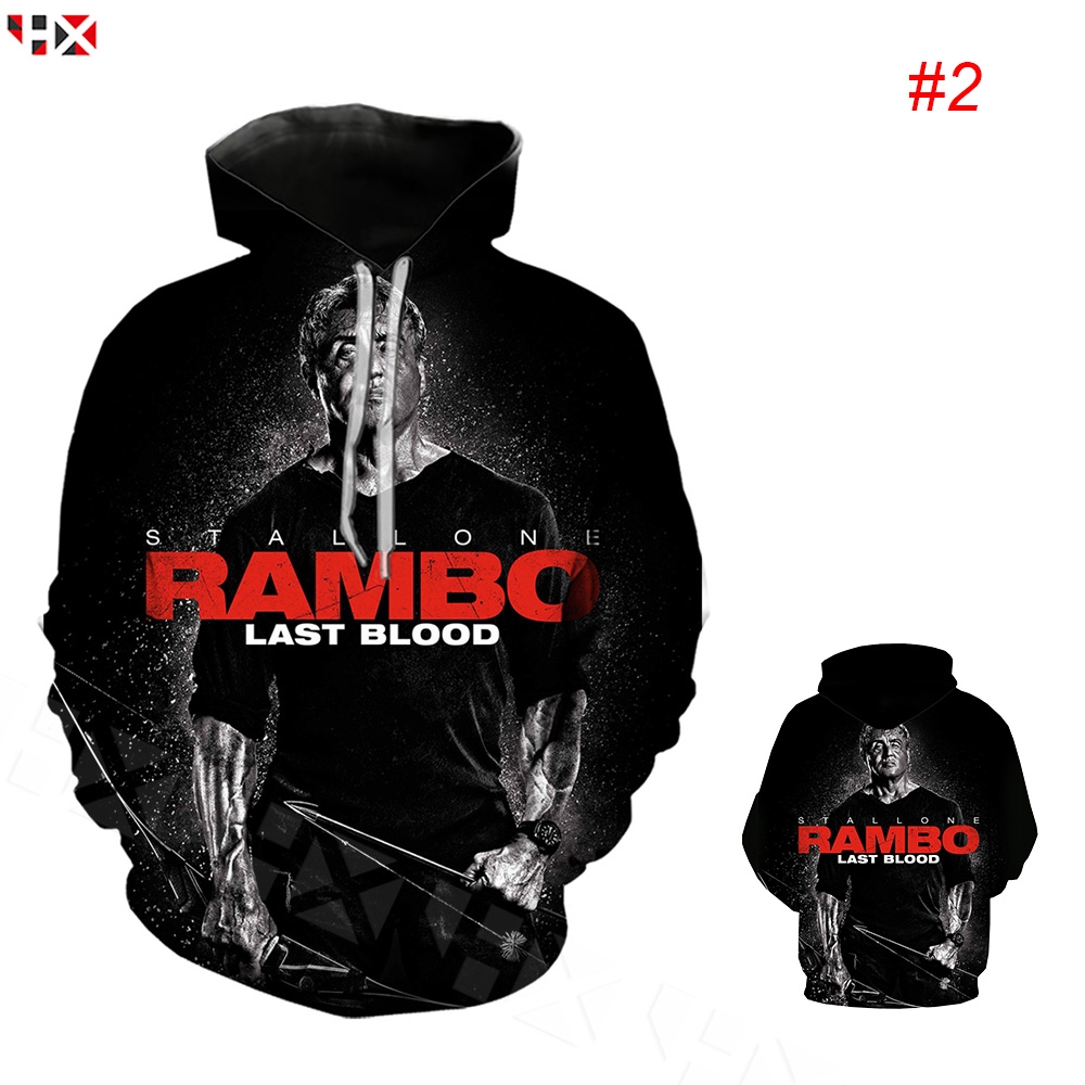 Hx Áo Hoodie Tay Dài In Họa Tiết 3d Rambo 5: Last Blood Stallone Độc Đáo Cho Nam Và Nữ