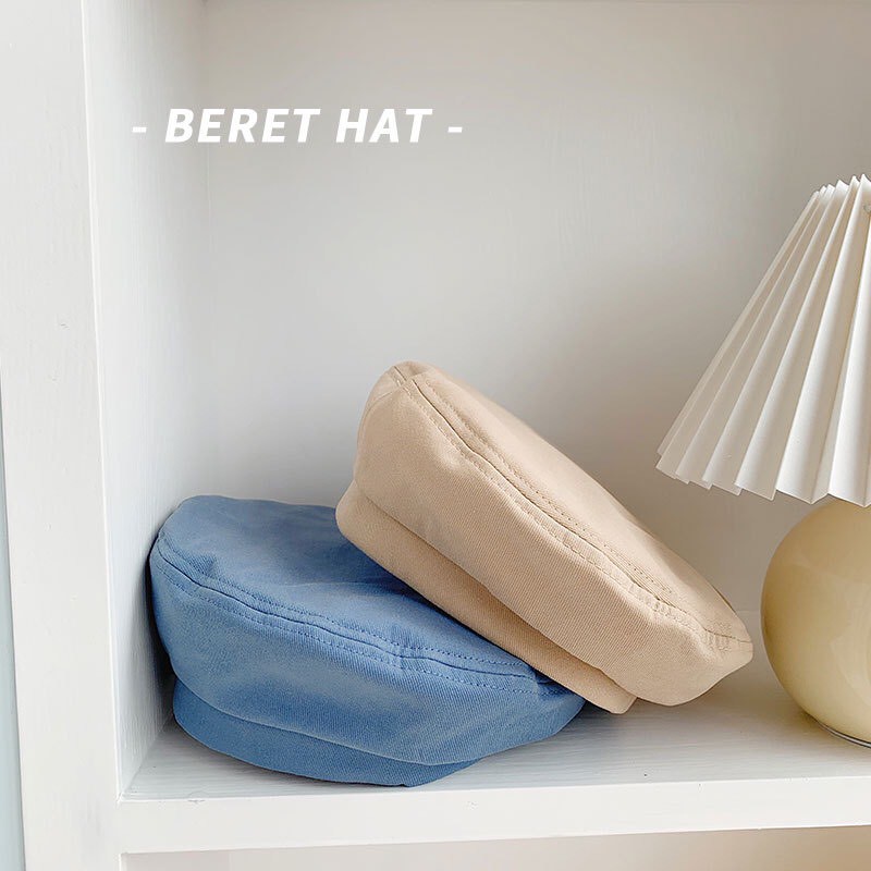 Mũ beret mũ nồi kaki phong cách ulzzang size M có dây rút - Mã BE001
