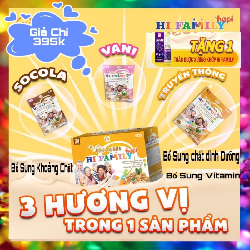 Ngũ Cốc Dinh Dưỡng Hi FAMILY HAPI Bổ Sung Dinh Dưỡng Vitamin Chất khoáng Giúp Tăng Đề Kháng, Phát Triển Toàn Diện