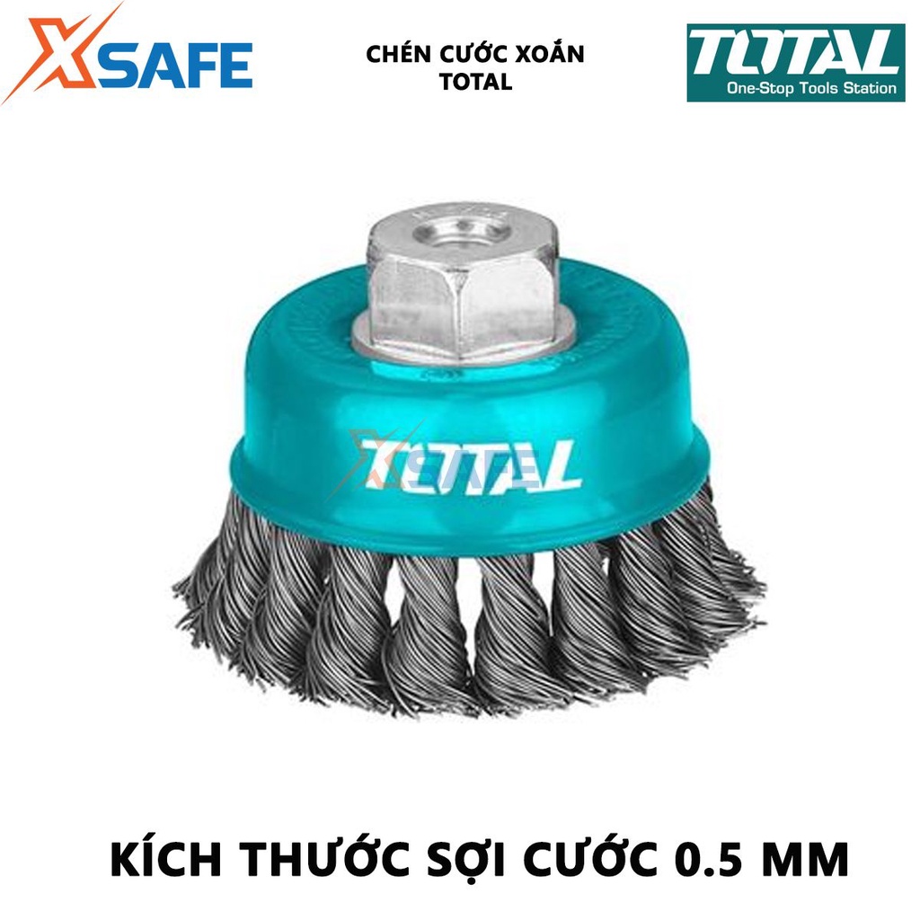 Bánh cước thép xoắn TOTAL Chén cước thau xoắn kích thước 75-125mm, đường kính dây cước 0.5mm, cốt M10 - [XSAFE]