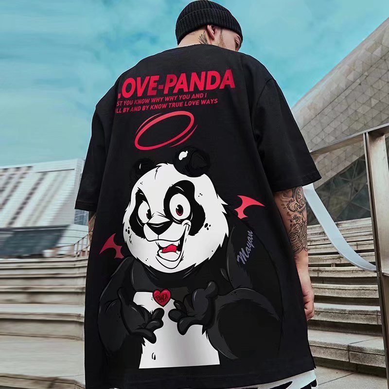 Áo Thun Tay Ngắn Dáng Rộng In Họa Tiết Hoạt Hình Phong Cách Hip Hop Hàn Quốc Thời Trang Mùa Hè Cho Nam Và Nữ M-8XL