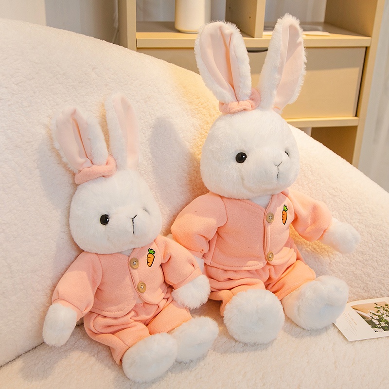 Đồ Chơi Thỏ Nhồi Bông Mặc Đồ Dễ Thương Thoải Mái Làm Quà Tặng Sinh Nhật Cho Bé Gái