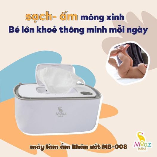 Máy làm ấm khăn ướt cho bé Moaz Bebe MB008 màn hình Led điều khiển nhiệt độ thông minh