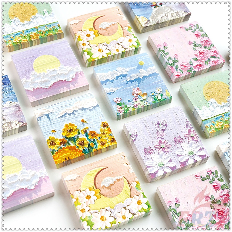 ❀ Giấy Ghi Chú Họa Tiết Tranh Sơn Dầu ❀ Set 100 Tờ Giấy Ghi Chú Nhiều Màu Sắc Dùng Để Ghi Chú / Lập Kế Hoạch