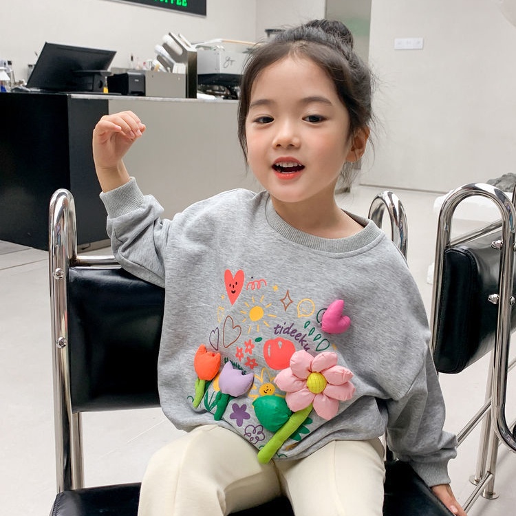 Áo Hoodie Họa Tiết Hoa Ba Chiều Phong Cách Hàn Quốc Mới Cho Nữ