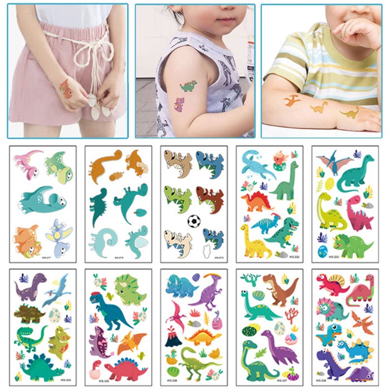 KING 10 Sheets Temporary Animal Tattoos for Kids Gift Children Jungle Zoo Theme Party Supply