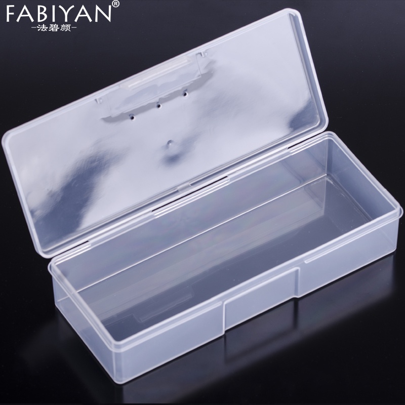 Hộp đựng dụng cụ làm móng tay nghệ thuật FABIYAN bằng nhựa trong suốt hình chữ nhật